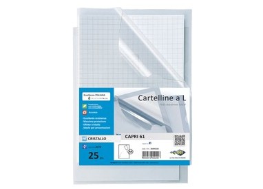 25 CARTELLINE A L 21X29,7 CAPRI 61 PVC CRISTALLO 11/100M SEI