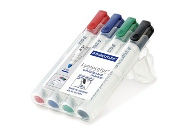 BUSTA 4 PENNARELLI LUMOCOLOR 351 STAEDTLER PER LAVAGNE CANCELLABILI