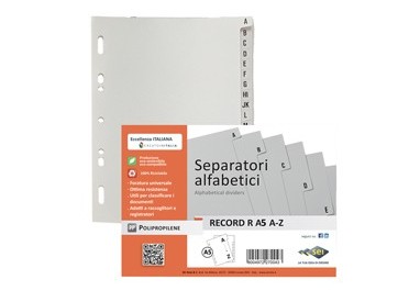 SEPARATORE ALFABETICO A-Z PPL 15X21 RECORD RA5A-Z SEI ROTA