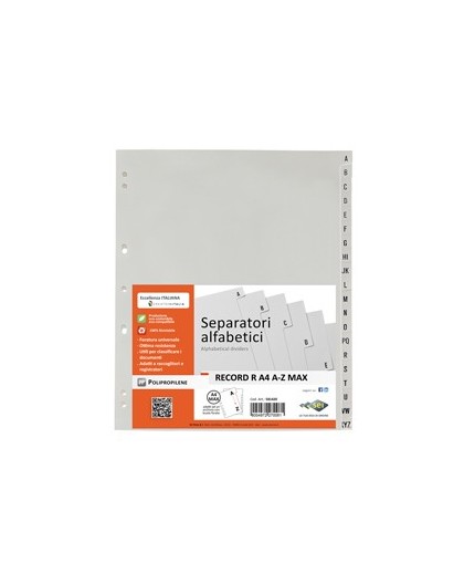 SEPARATORE ALFABETICO A-Z 24,5X30 PPL RECORD RA4 A-Z MAX SEI ROTA