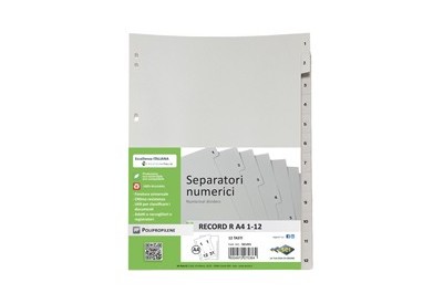 SEPARATORE NUMERICO 1-12 PPL 21X29,7 RECORD RA4 1-12 SEI