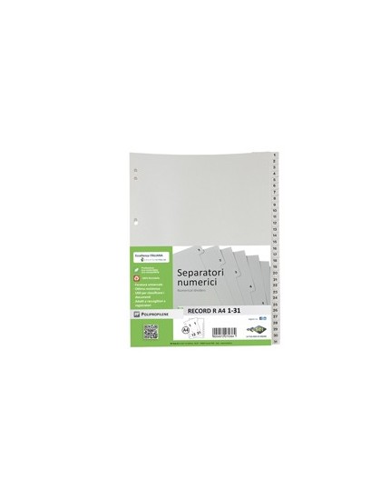 SEPARATORE NUMERICO 1-31 PPL 21X29,7 RECORD RA4 1-31 SEI