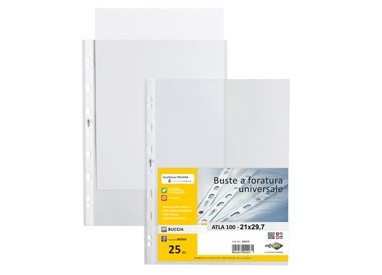 25 buste forate ATLA 100 BA medio 21x29,7cm SEI ROTA