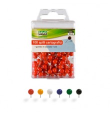 SCATOLA 100 SPILLI CARTOGRAFICI a SFERA ROSSO ART.266