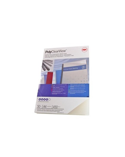 Scatola 100 copertine PolyClear View A4 300micron ppl neutro trasp.opaco GBC