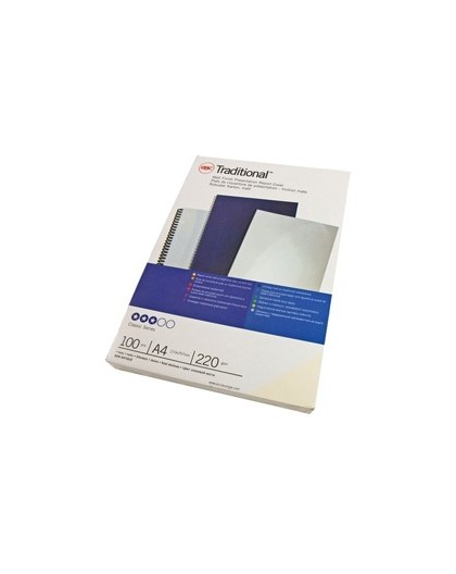 Scatola 100 copertine rilegatura Traditional A4 220gr carton.bianco liscio GBC