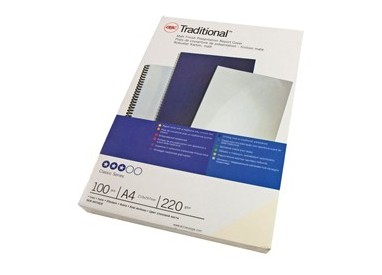 Scatola 100 copertine rilegatura Traditional A4 220gr carton.bianco liscio GBC
