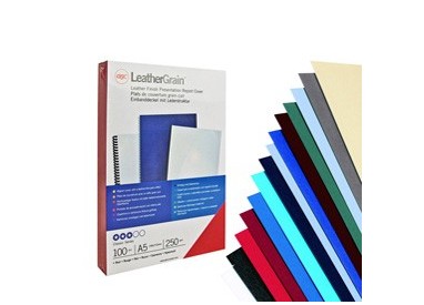 100 COPERTINE LEATHERGRAIN 250GR A4 BLU SCURO GOFFRATO