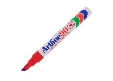 Marcatore artline A 90 permanente punta scalpello rosso
