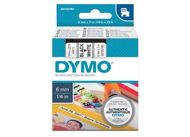 NASTRO DYMO TIPO D1 (6MMX7MT) NERO/BIANCO 436130