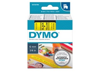 NASTRO DYMO TIPO D1 (6MMX7MT) NERO/GIALLO 436180