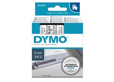 NASTRO DYMO TIPO D1 (9MMX7M) NERO/TRASPARENTE 409100