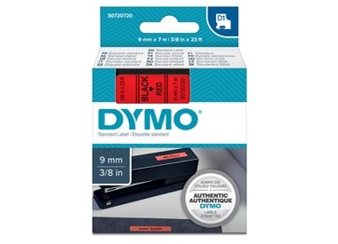 NASTRO DYMO TIPO D1 (9MMX7M) NERO/ROSSO 409170