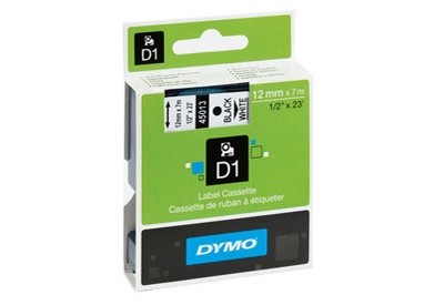 NASTRO DYMO TIPO D1 (12MMX7M) NERO/BIANCO 450130
