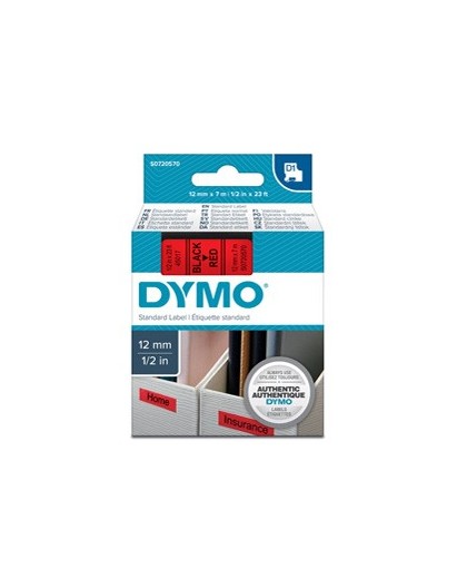 NASTRO DYMO TIPO D1 (12MMX7M) NERO/ROSSO 450170
