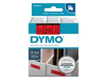 NASTRO DYMO TIPO D1 (12MMX7M) NERO/ROSSO 450170