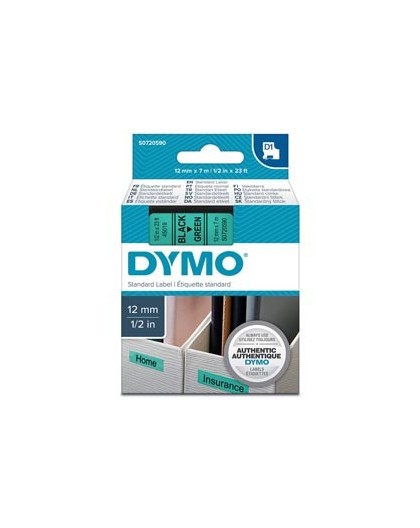 NASTRO DYMO TIPO D1 (12MMX7M) NERO/VERDE 450190