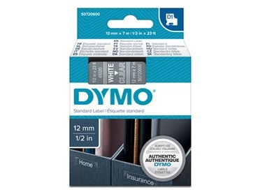NASTRO DYMO TIPO D1 (12MMX7M) BIANCO/TRASPARENTE 450200