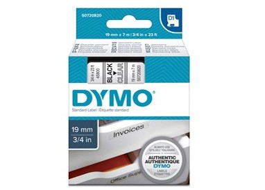 NASTRO DYMO TIPO D1 (19MMX7MT) NERO/TRASPARENTE 458000