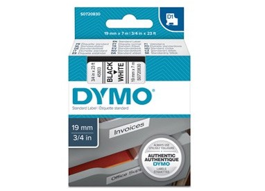 NASTRO DYMO TIPO D1 (19MMX7MT) NERO/BIANCO 458030