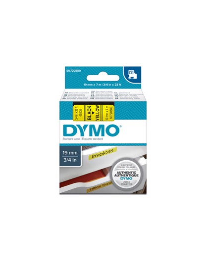NASTRO DYMO TIPO D1 (19MMX7MT) NERO/GIALLO 458080