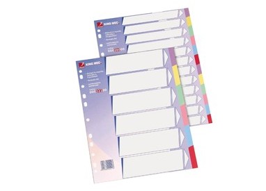 Separatore in cartoncino neutro con 12 tasti colorati 225gr f.to A4 KING MEC