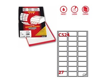 Etichetta adesiva C/524 bianca 100fg A4 56x28mm c/angoli arrot. (27et/fg) Markin