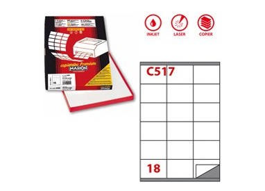 Etichetta adesiva C/517 bianca 100fg A4 70x48mm (18et/fg) Markin