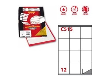 Etichetta adesiva C/515 bianca 100fg A4 70x72mm (12et/fg) Markin