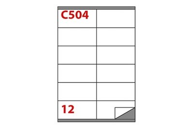 Etichetta adesiva C/504 bianca 100fg A4 105x48mm (12et/fg) Markin