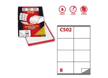 Etichetta adesiva C/502 bianca 100fg A4 105x72mm (8et/fg) Markin