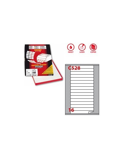 Etichetta adesiva C/528 bianca100fg A4 145x17mm c/angoli arrot. (16et/fg) Markin