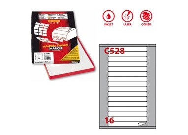 Etichetta adesiva C/528 bianca100fg A4 145x17mm c/angoli arrot. (16et/fg) Markin