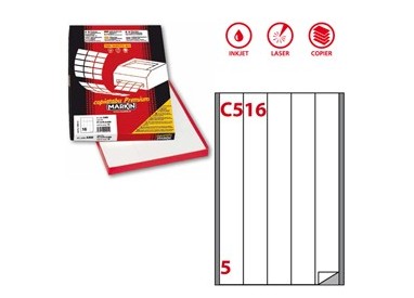 Etichetta adesiva C/516 bianca 100fg A4 40x297mm (5et/fg) Markin