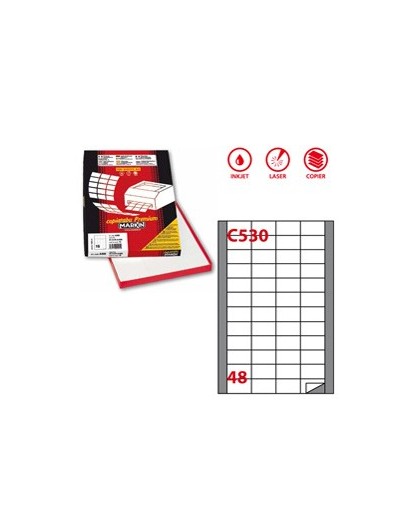Etichetta adesiva C/530 bianca 100fg A4 48x25mm (48et/fg) Markin