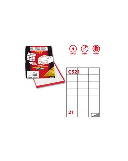 Etichetta adesiva C/521 bianca 100fg A4 70x42,43mm (21et/fg) Markin