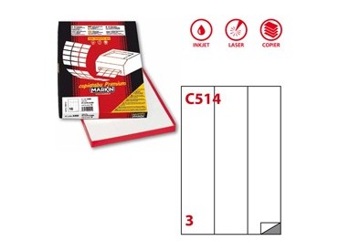 Etichetta adesiva C/514 bianca 100fg A4 70x297mm (3et/fg) Markin