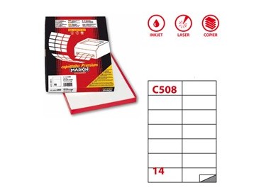 Etichetta adesiva C/508 bianca 100fg A4 105x42,43mm (14et/fg) Markin