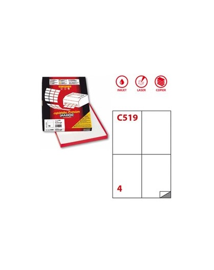 Etichetta adesiva C/519 bianca 100fg A4 105x148,5mm (4et/fg) Markin
