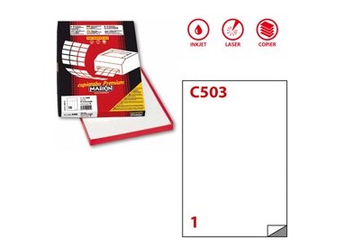 Etichetta adesiva C/503 bianca 100fg A4 210x297mm (1et/fg) Markin