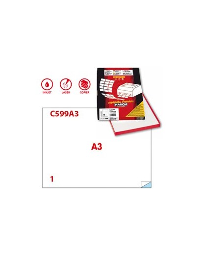 Etichetta adesiva C/599 bianca 100fg A3 420x297mm (1et/fg) Markin