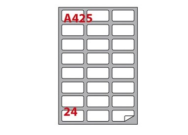 Etichetta adesiva A/425 bianca 100fg A4 64x34mm (24eti/fg) Markin