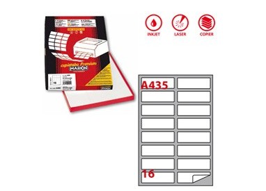 Etichetta adesiva A/435 bianca 100fg A4 99,1x34mm (16eti/fg) Markin