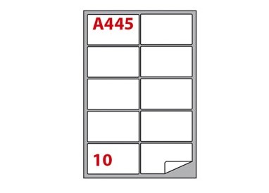 Etichetta adesiva A/445 bianca 100fg A4 99,6x57mm (10eti/fg) Markin