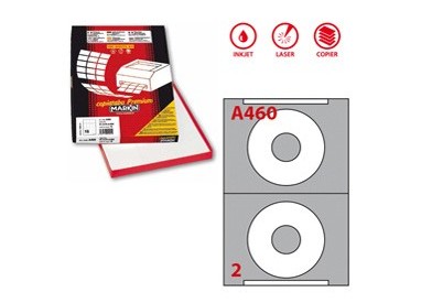 Etichetta adesiva A/460 bianca 100fg A4 x CD Ø114,5mm foro 41mm (2et/fg) Markin