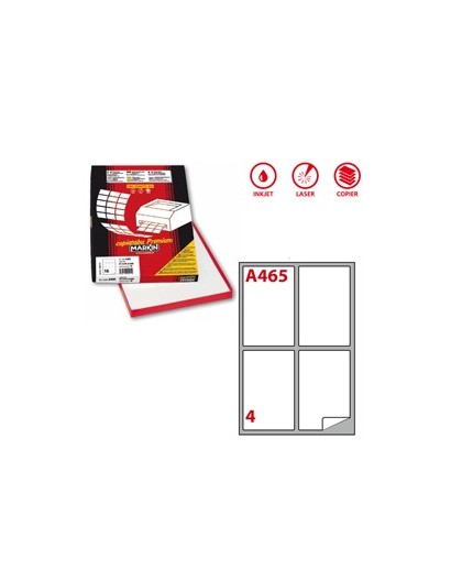 Etichetta adesiva A/465 bianca 100fg A4 139x99,1mm (4et/fg) Markin