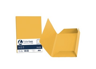 25 cartelline 3 lembi LUCE 200gr 24,5x34,5cm giallo oro FAVINI