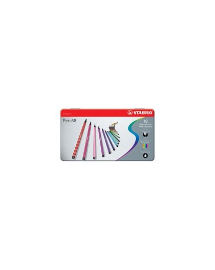 SCATOLA METALLO 10 PENNARELLI PEN 6810 STABILO