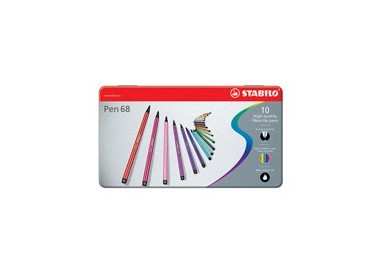 SCATOLA METALLO 10 PENNARELLI PEN 6810 STABILO