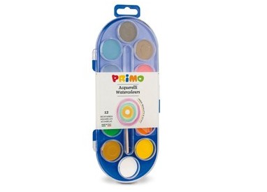 PASTIGLIE ACQUERELLO IN 12 COLORI ø 30mm PRIMO